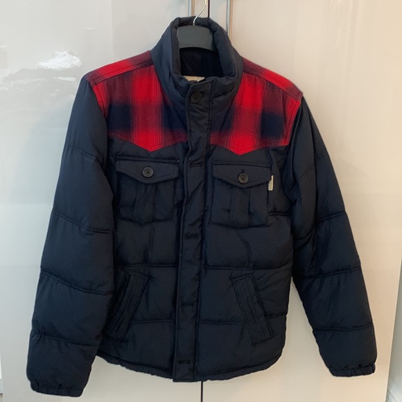 Hollister Navy Fleece Puffer Jacket size M - Picture 4 of 17